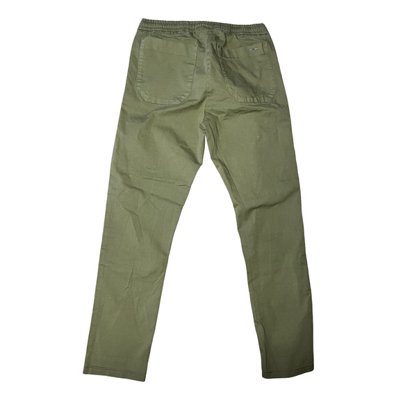 Inkerman Pants Mens 30 Olive Green Elastic Waist Drawstring Chino Stretch Casual - Picture 2 of 10